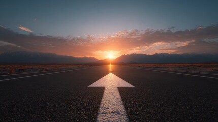 straight road to 2026 with forward arrow at sunset