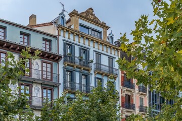 Facades of Historic Residential Buildings, Northern Spain, Pamplona