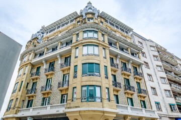 Ornate Belle Epoque Residential Building Corner with Balconies, San Sebastian