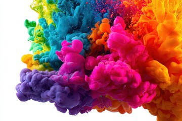 Exploding Colors Abstract Design with Vibrant Hues on White Background