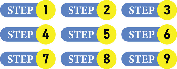 olorful Step Number Icon Set - Graphic elements for process, tutorial, and workflow vector