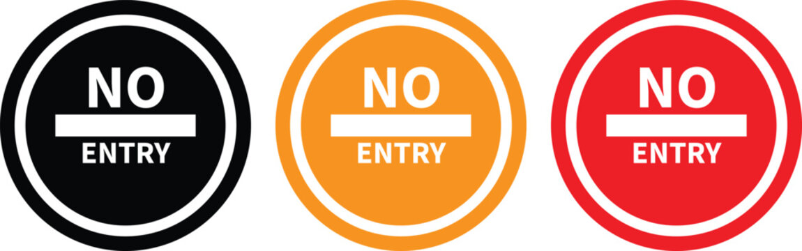 No entry sign set. No entry sign solid icon vector