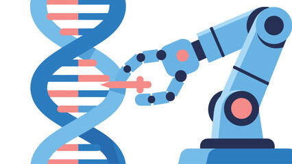 Robotic Arm Performing Genetic Engineering on DNA