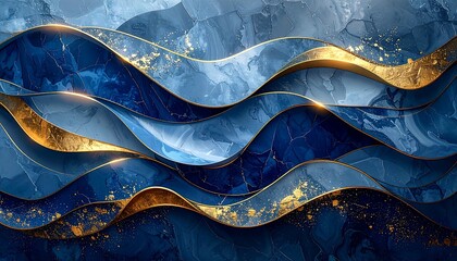 Abstract Waves Blue And Gold