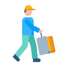 Man walking with suitcase on black background vector illustration