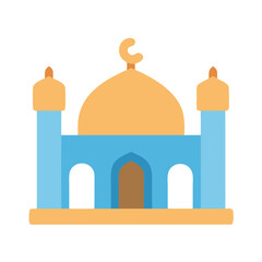 Simple flat design of a mosque on black background