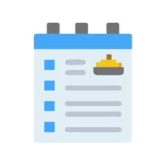 Blue notepad icon with ship image for business project