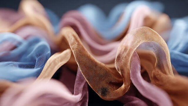 Abstract Woven Silk Fabric Waves Macro