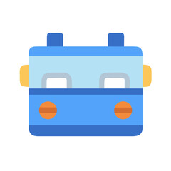 Pixelated Blue Bus Vector Illustration Isolated on Black Backdrop