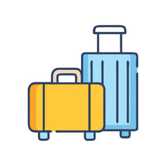 Illustrated travel suitcases with yellow and light blue colors