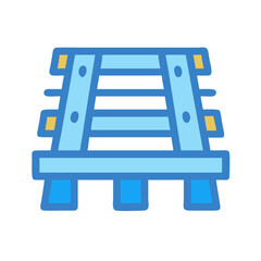 Stylized blue and white train track on black background