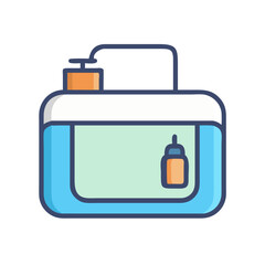 Flat design icon of hand sanitizer with packaging label
