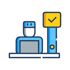 Medical verification icon showing masked person with checkmark sign