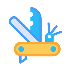 Colorful flat design multipurpose knife illustration on black background