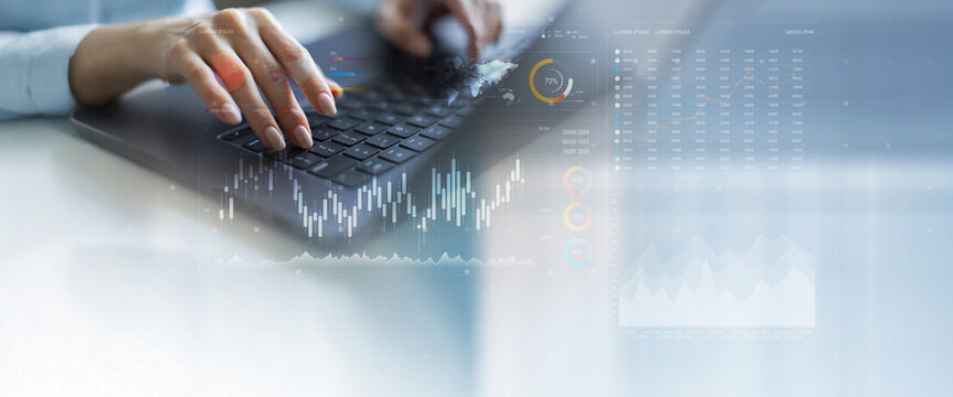 Financial Data Analysis and Market Performance Visualization Business and Finance concept.