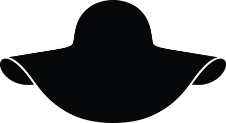 Black silhouette floppy hat isolated