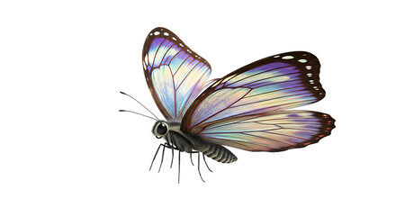 Beautiful iridescent blue and purple butterfly isolated on transparent background