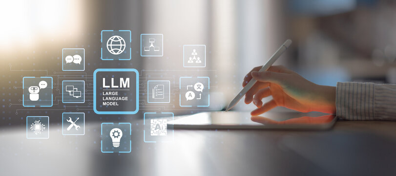Large Language Model LLM Technology and Artificial Intelligence Applications on a Digital Interface.