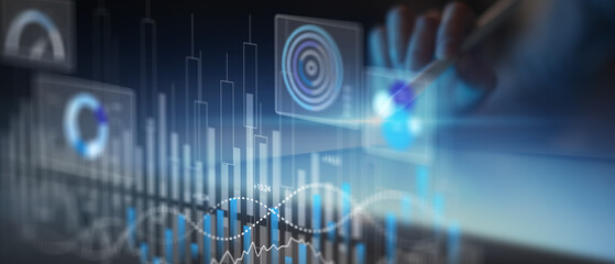 Data Analytics and Financial Performance Visualization on Digital Interface.