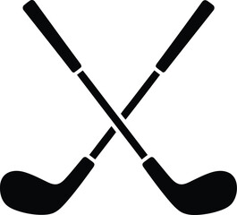 Crossed golf clubs silhouette icon vector