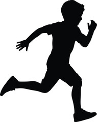 Silhouette of a boy running, energetic, active lifestyle