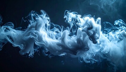 Swirling, luminous, ethereal, blue-toned smoke against a dark backdrop