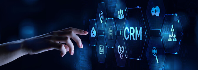CRM Customer relationship management software system business technology concept.