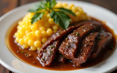 dried beef  with cassava, traditional brazilian food. High quality