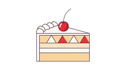 Minimalist Dessert Slice with Cherry Topping &ndash; Vector Art