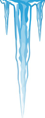 Illustration of a large, melting icicle with two smaller icicles on either side.