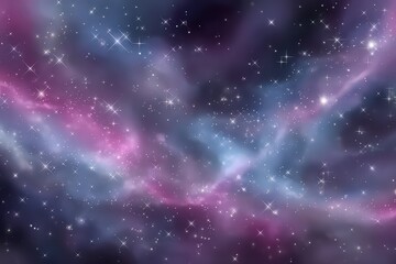 Obraz premium Abstract Celestial Space with Purple and Blue Nebula and Bright Stars against a Dark Background