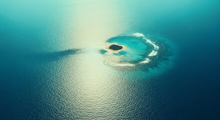 Aerial view of a person diving into clear turquoise water creating a splash and bubbles in a refreshing summer ocean scene