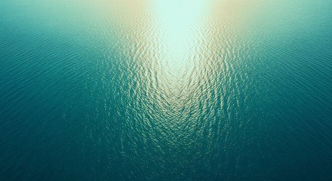 Sunlight penetrates the deep blue ocean water creating shimmering light patterns and reflections on the water surface