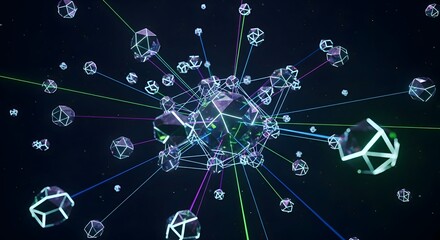 Abstract digital network illustration A complex, interconnected web of data and information