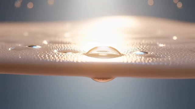 Macro 3D animation of hydrating serum bubbles absorbing into skin pores, illustrating deep moisturizing and collagen rejuvenation concepts.