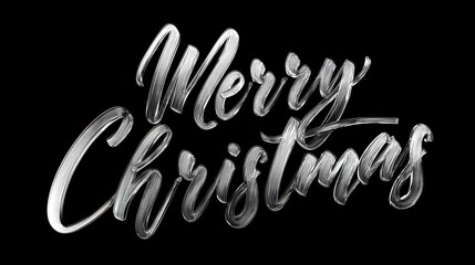 merry christmas silver metallic text holiday season festive december celebration typography greeting card design on transparent background