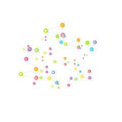 Social media marketing, Communication networking concept. Random icons social media services tags linked on white background.