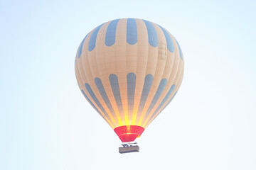 Hot Air Balloon over Cappadocia Valleys in Nevsehir, Turkiye