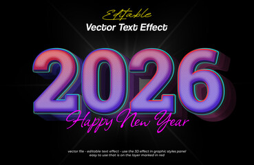 2026 new year with 3d vector text effect