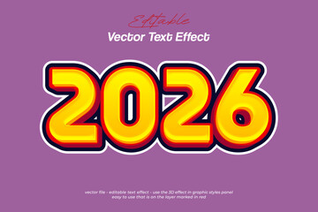 2026 sticker style number with 3d vector text effect