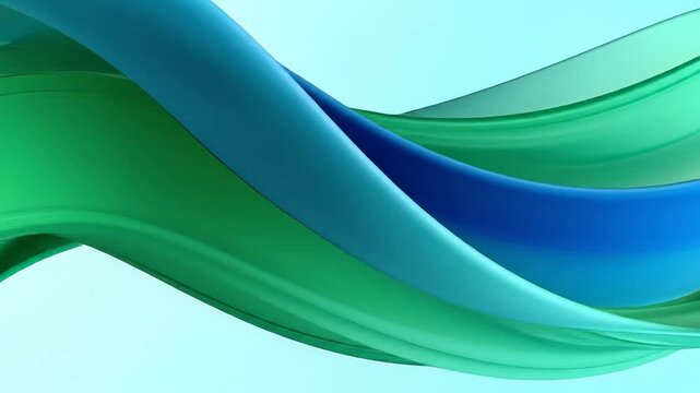 A seamless gradient background, swirling ribbons of blue and green, create a captivating design