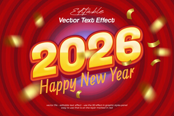 Happy new year 2026 vector text effect