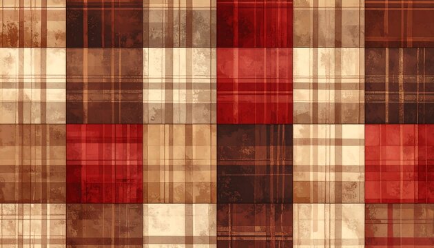 Abstract squares arranged in a patterned, earth-toned patchwork design with varied textures and tones creating depth