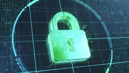 Secure Digital Transaction - secure digital padlock icon forming and locking on a clean, glowing interface, representing a successful, protected online transaction or data encryption - Powered by Adobe