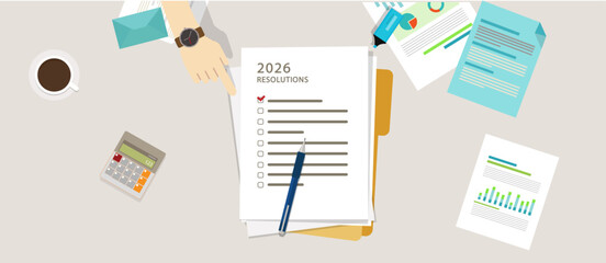 Planning for the Future: 2026 Resolutions List with Checkmark and Pen