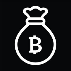 Bitcoin Money Bag Icon – Crypto Earnings, Digital Wealth, Blockchain Profit Symbol