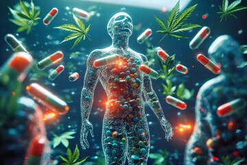 Entourage effect Microdosing Microdose weed Thco EVALI Psilocybin therapy Trip cbd Cybin Naturecan Enveda Biosciences A human figure surrounded by floating keys representing different opportunities s