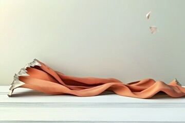 Chromie squiggle Ai rendering UTM parameters Figma animation nft Rerender Honbay Understatement Underwear Rollable screen Spline A single torn banner lying on white surface symbolizing the destructio