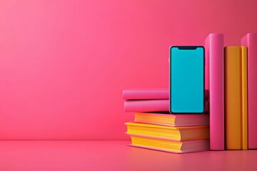 Booktok Tutor ai book writing Mediatek dimensity 9300 Studytok Nextory upGrad Casedodo Wallapop A smartphone placed next to stack of unread books illustrating the conflict between digital distraction