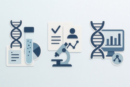 Innovative DNA Research and Laboratory Analysis with Molecular Structures Graphs and Scientific Charts Illustrating Genetic Technology and Future Genetics